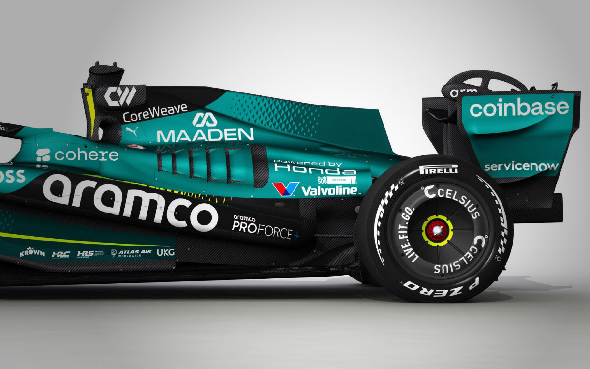 2026年F1アメリカGPでのホンダF1通算500戦達成を記念し、アストンマーティンAMR26のエンジンカウルに掲出される「Honda 500」記念ロゴ、2026年10月20日（火）公開