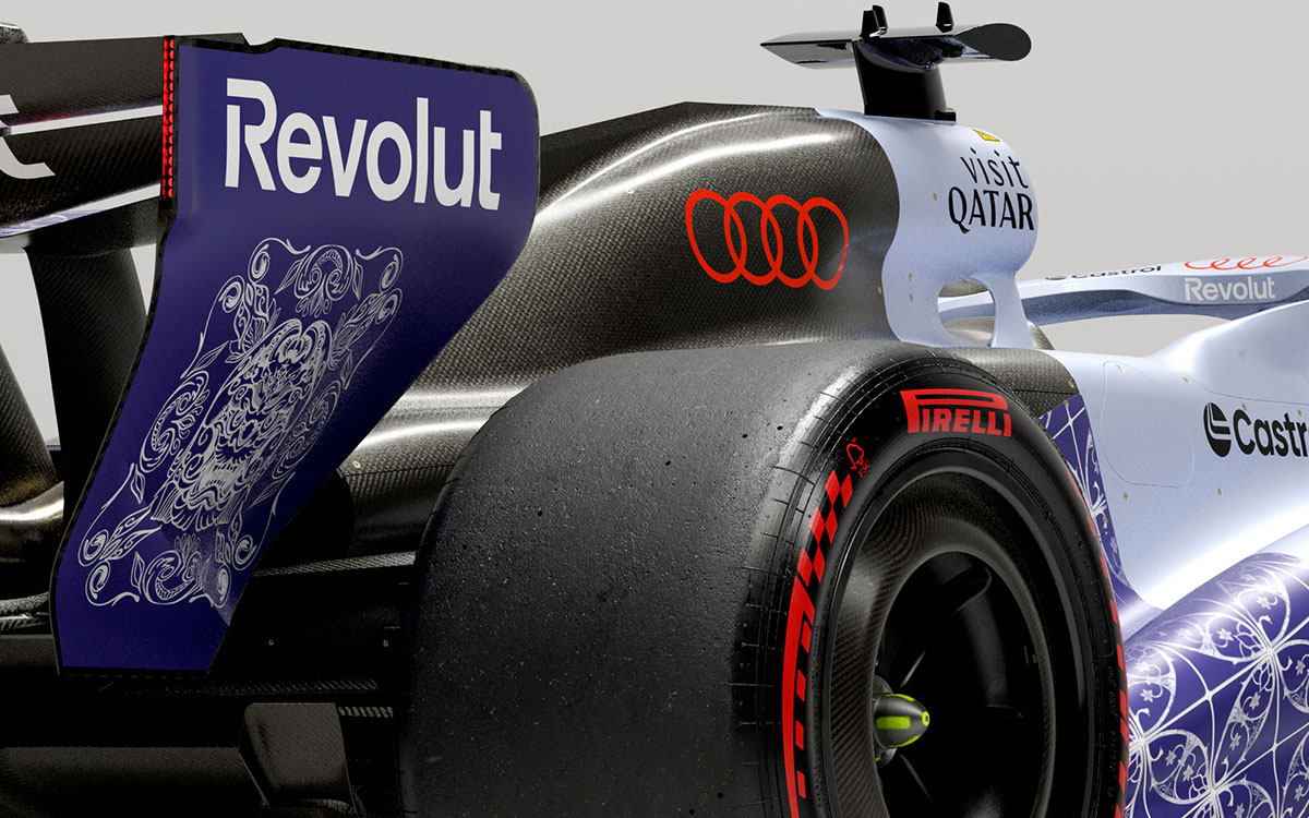 プラナカン模様を施したアウディR26 F1シンガポールGPスペシャルリバリーのリアウイングと車体後部、2026年10月5日(月)公開